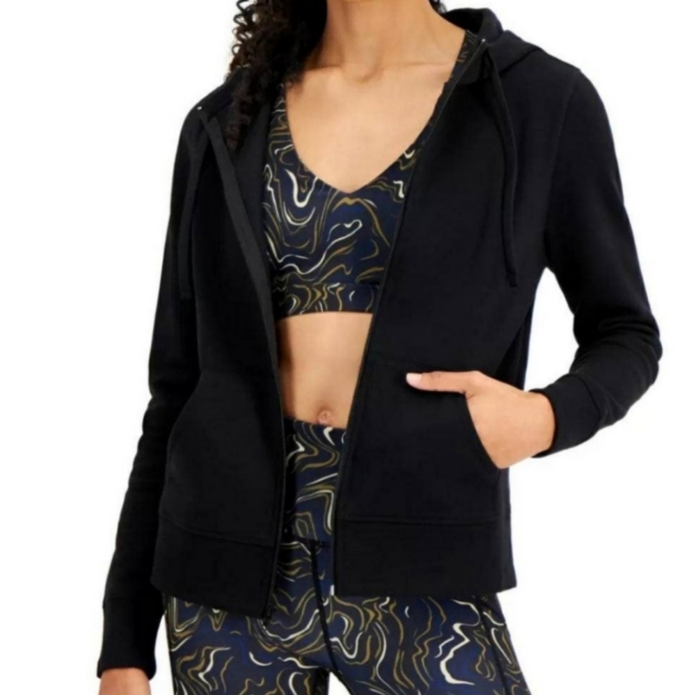 NWT Ideology Fleece Zip Up Hoodie, Size Small, Color Black